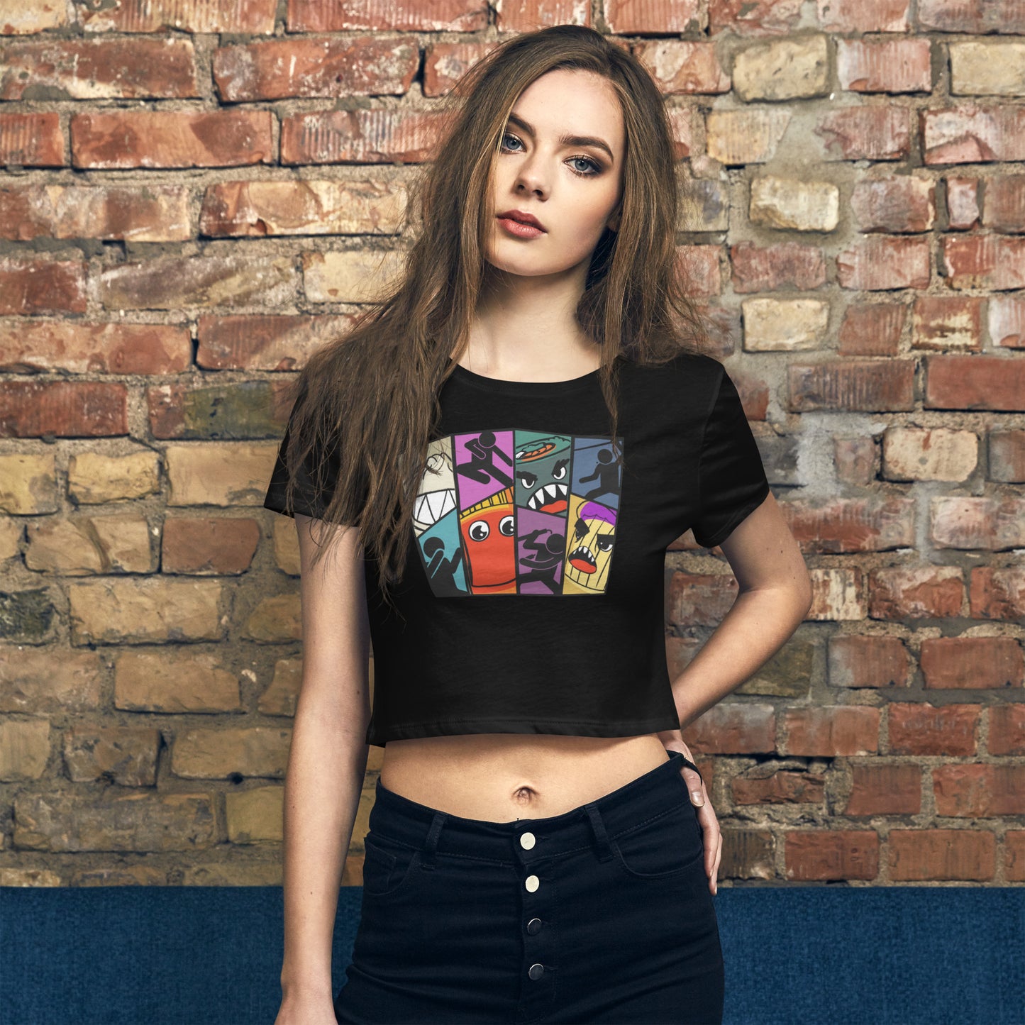 Stain Glass Food Fight Women’s Crop Tee