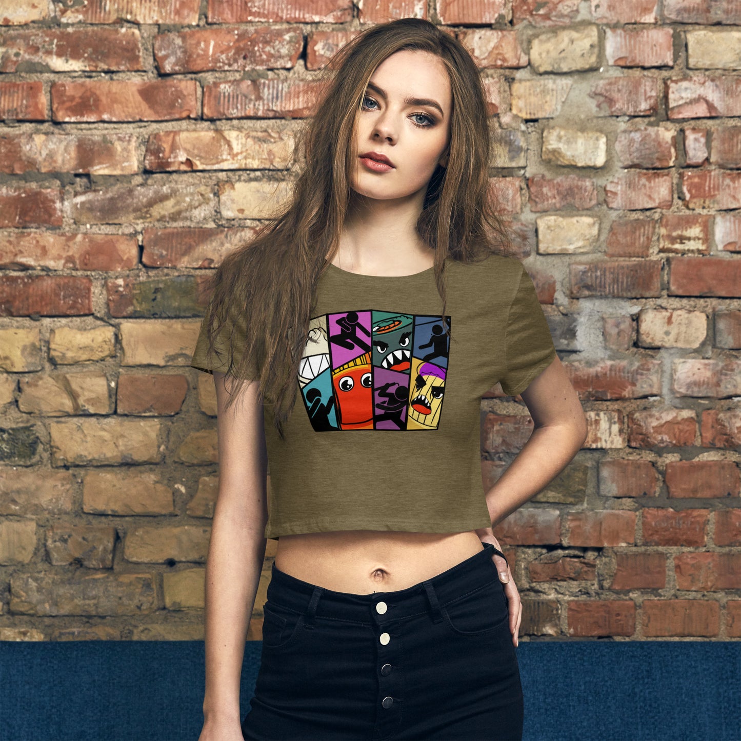 Stain Glass Food Fight Women’s Crop Tee