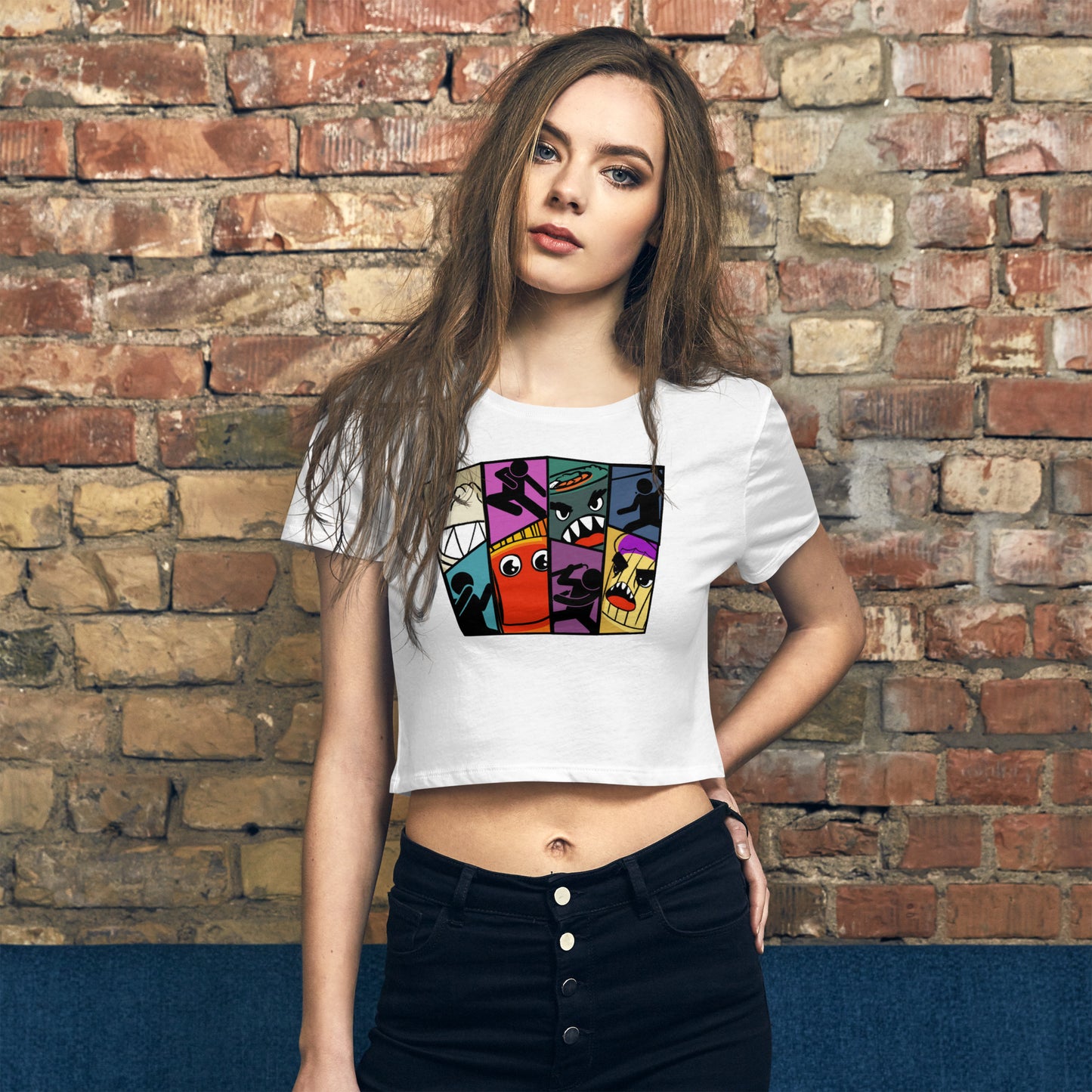 Stain Glass Food Fight Women’s Crop Tee