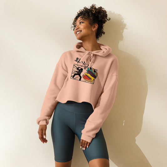 Burger Attack Crop Hoodie